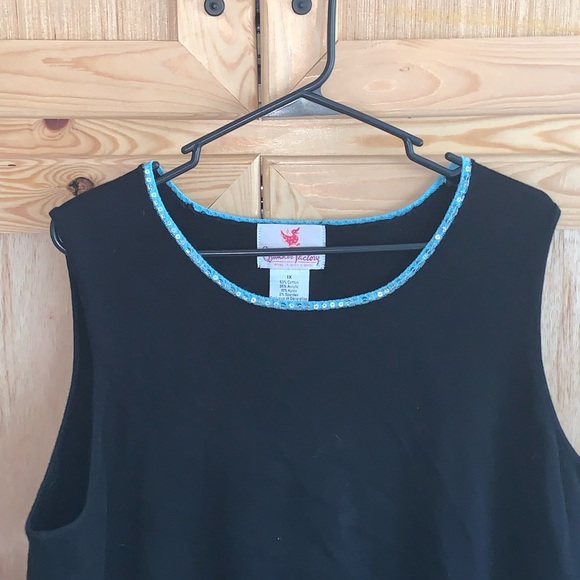 Quacker Factory black sleeves knit tank shirt size 1X - Picture 2 of 3